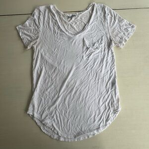 Charlotte Russe White V-Neck Pocket Tee